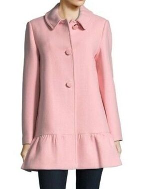 Kate Spade Pink Tailored Peplum Hem Coat - M